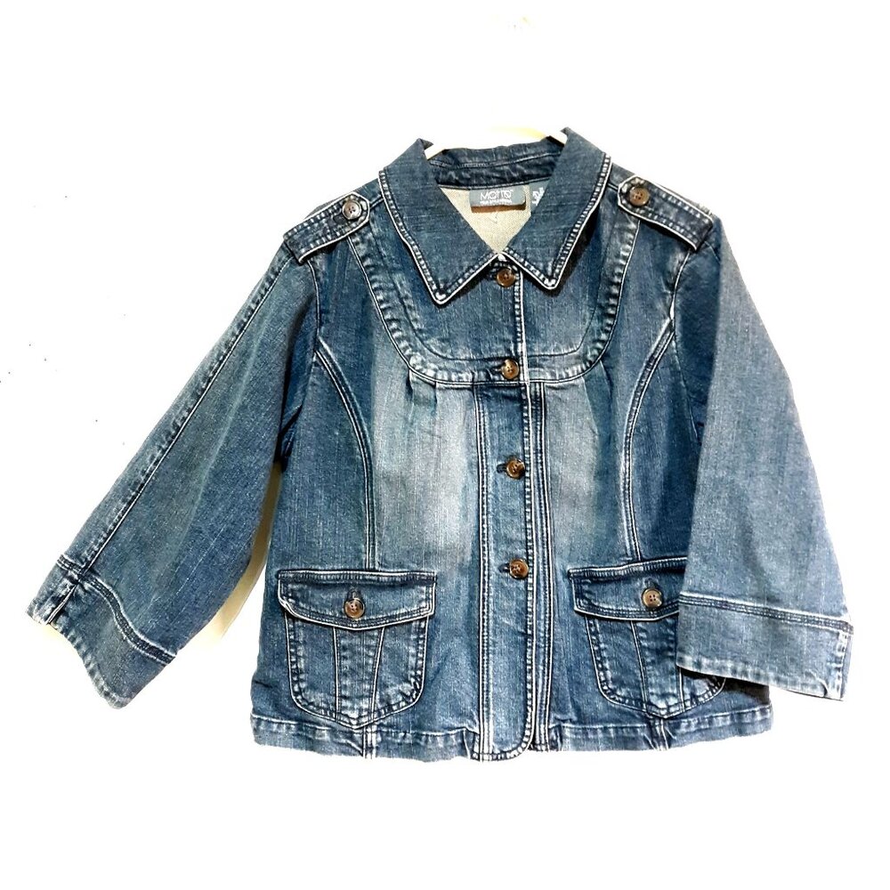 Motto Denim Jacket Button Details & Front Pockets Medium Wash Size Juniors XL